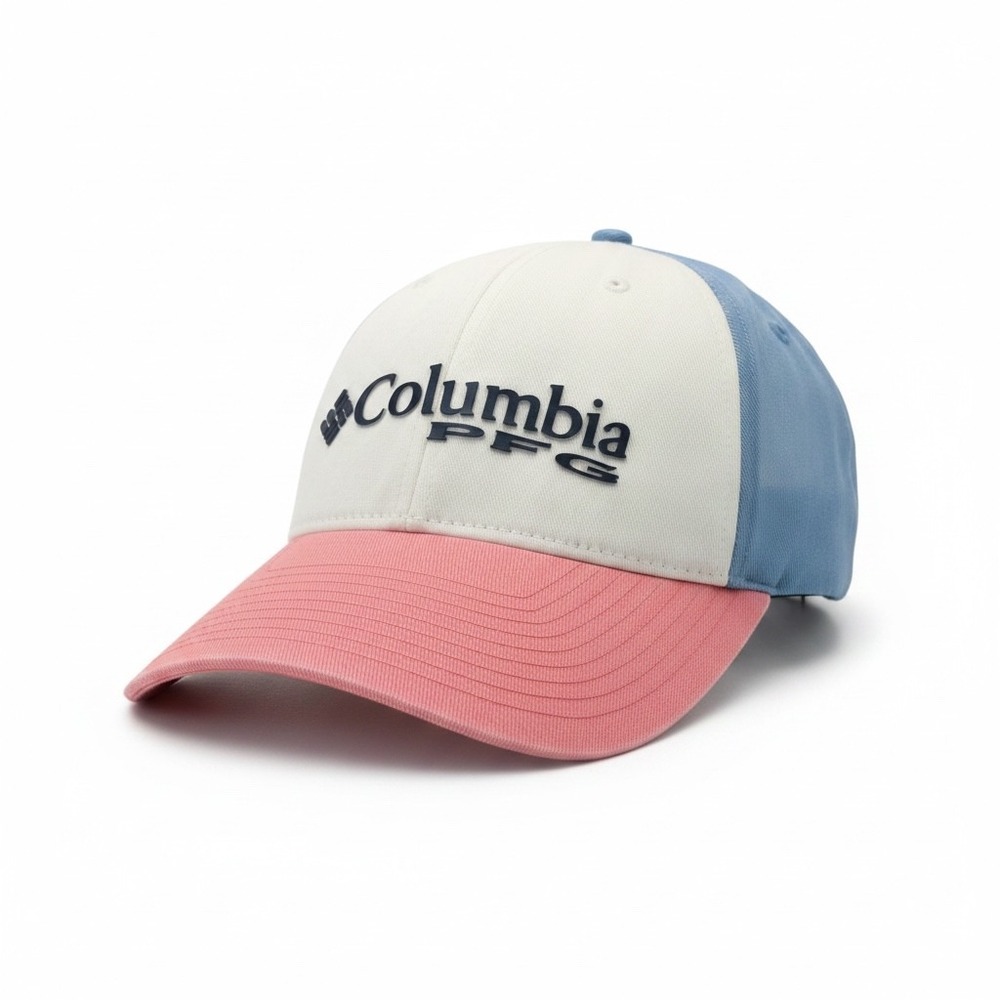 Trucker Hat Columbia Pink Blue White Cotton Elastane PFG Mesh Snapback Logo